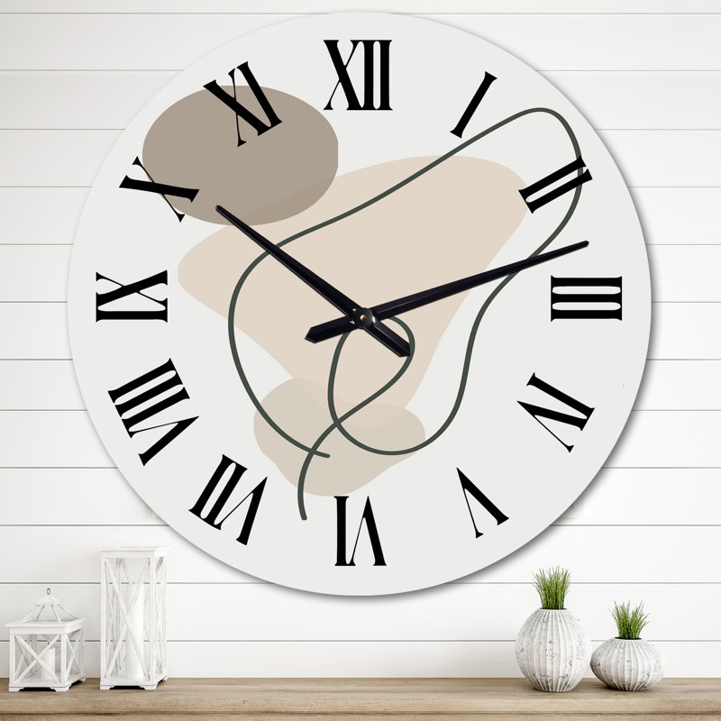 Horloge murale Coral Green Minimalist Leaves IV, Très grand