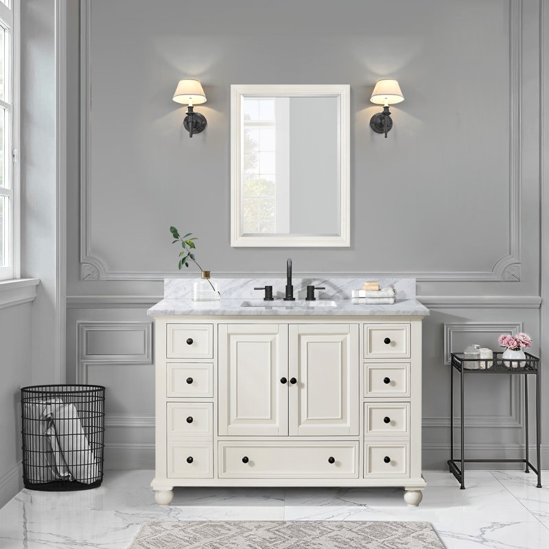 Thompson 48'' W Single Bathroom Vanity Base, French White