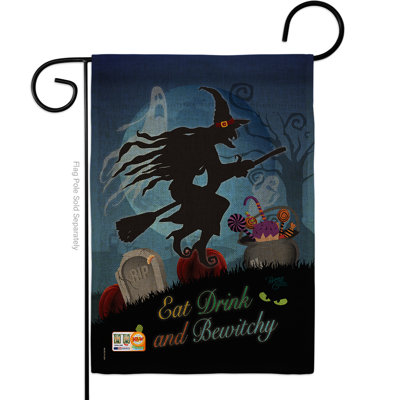 Breeze Decor G162005-Db Bewitchy Burlap Fall Halloween Impressions Decorative Vertical 13" X 18.5" Double Sided Garden Flag