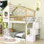 Lit superposé simple en bois avec escalier et tablette Rackerby Kids-484513723