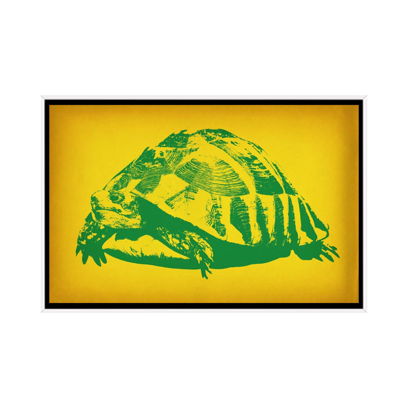 Tortue verte - impression sur toile, Toile blanche encadrée, H 18 po x l 26 po x P 1,5 po, Aucun mat