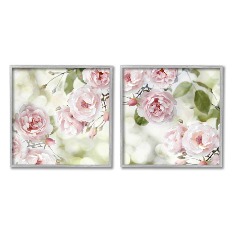 «Blooming Rose Bush Floral Nature», ensemble de 2 giclées par Joanna Lane, H 17 po x l 17 po x P 1,5 po