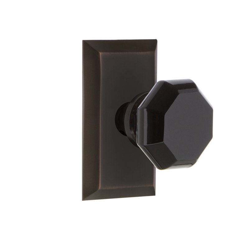 Plaque Studio avec bouton de porte Waldorf noir, 2 3/8 po, Bronze intemporel
