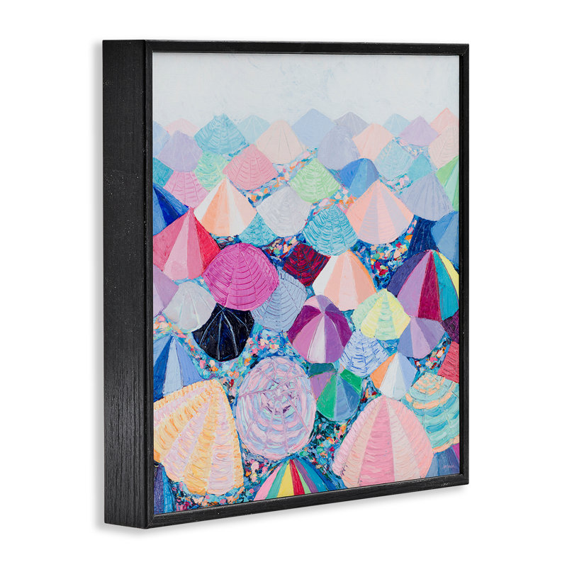 «Pastel Umbrella Nation», art de la giclée par Ann Marie Coolick, H 12 po x l 12 po, Giclée encadrée noir minuit