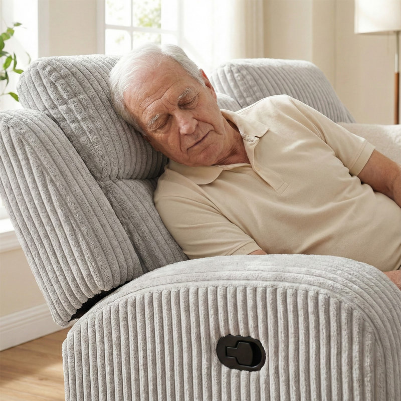 Causeuse inclinable en fausse fourrure avec haut-parleurs Bluetooth et chargement sans fil