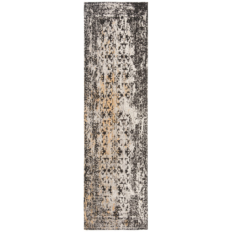 Tapis noir / argenté Jupiter, Tapis de couloir 2 pi 3 po x 8 pi