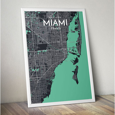Miami City Map - Unframed Graphic Art Print on Paper
