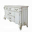 Ensemble de chambre à coucher baroque 6 pièces Vendome avec lit tapissier, commode, commode, 2 tables de chevet et miroir, tête de lit capitonnée, finition perle antique-596357580