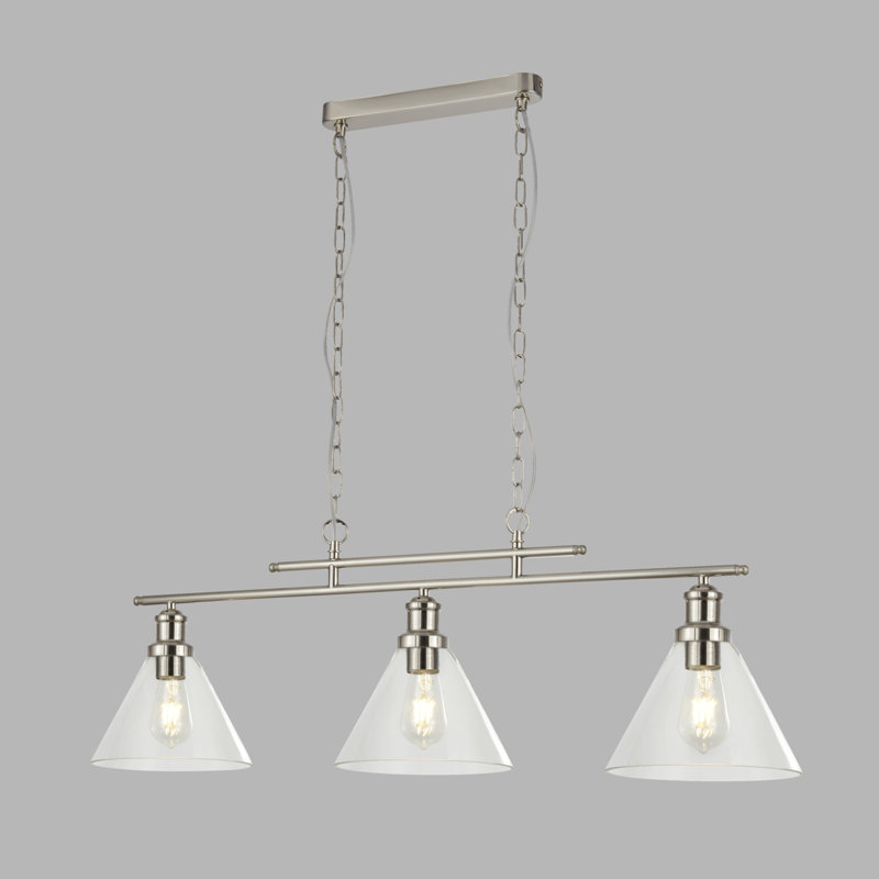 Annmarie 3-Light Kitchen Island Chandelier, Satin Silver