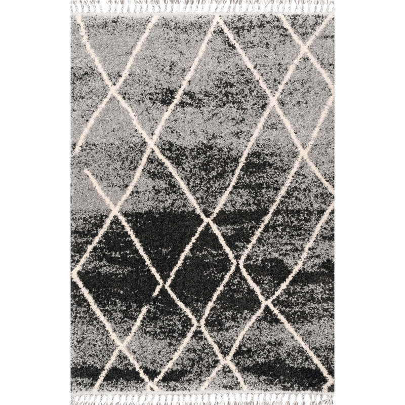 Tapis noir / gris Ruger, Rectangle 4 pi x 6 pi