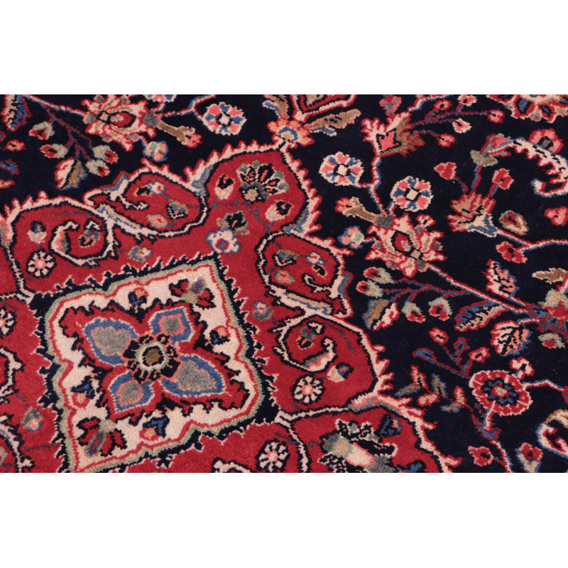 Tapis bleu antique en laine noué à la main 4 pi 5 po x 6 pi 5 po Kashan Dwyer