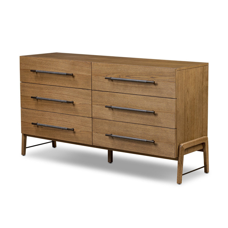 Rosedale 6 Drawer Dresser-Yucca Oak, Amber Oak