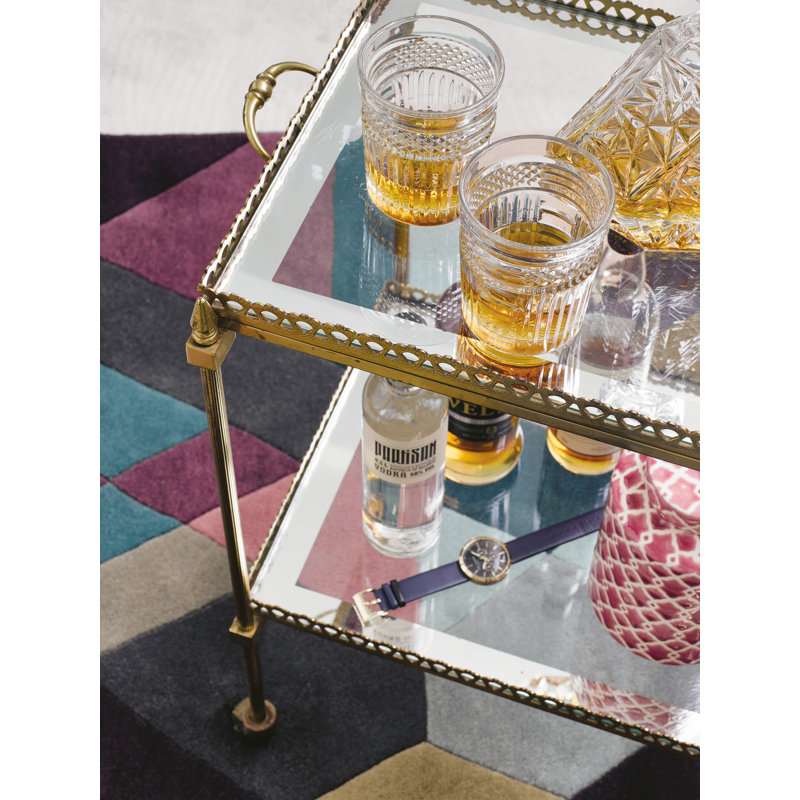 Hand Tufted Wool Abstract Area Rug in Light Purple/Pink/Light Blue, Rectangle 8'2" x 11'6"