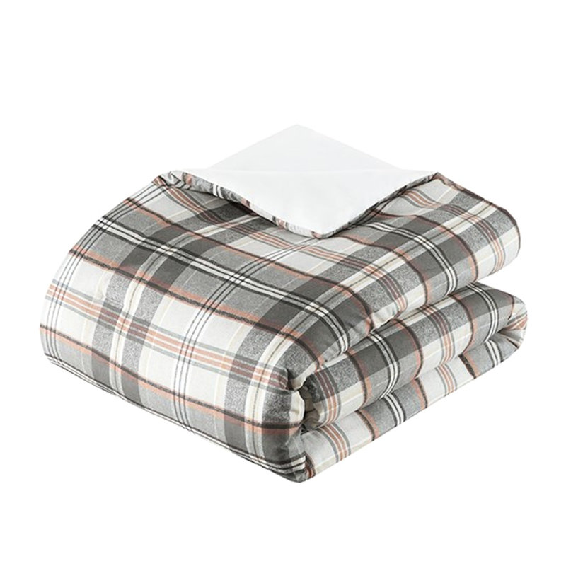 Full/queen Plaid Comforter , Fill, , 2 Shams, Throw Pillows, Warm Style Bedding Microfiber Cozy