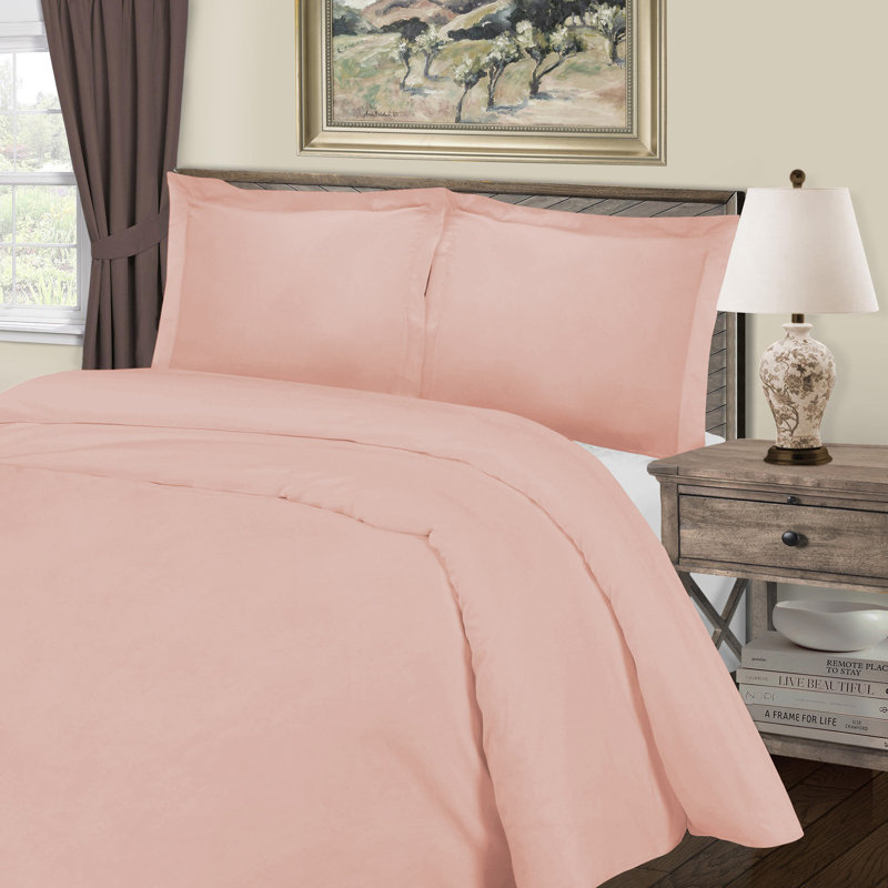 Laflamme Traditional Sateen Duvet Cover, Plum, Full/Queen Duvet Cover + 2 Standard Shams
