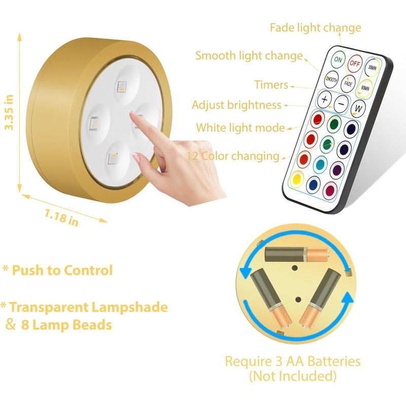 3.35 in. Wall Mount Picture Light with Remote Control, Gold