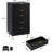Black 5 Drawer Dresser for Bedroom, Fluted Tall Dresser with Large Drawers and Sturdy Gold Legs Support, Dressers & Chests of Drawers for Bedroom, Living Room, Kids' Room-1638998374