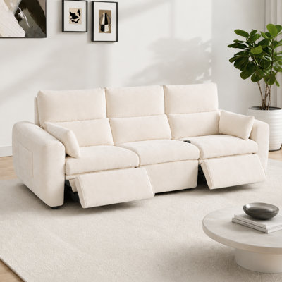 Itohan 115'' Upholstered Slipcovered Power Reclining Sofa
