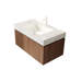 Meuble-lavabo moderne avec rangement, grain de bois de chêne brun et style marbre