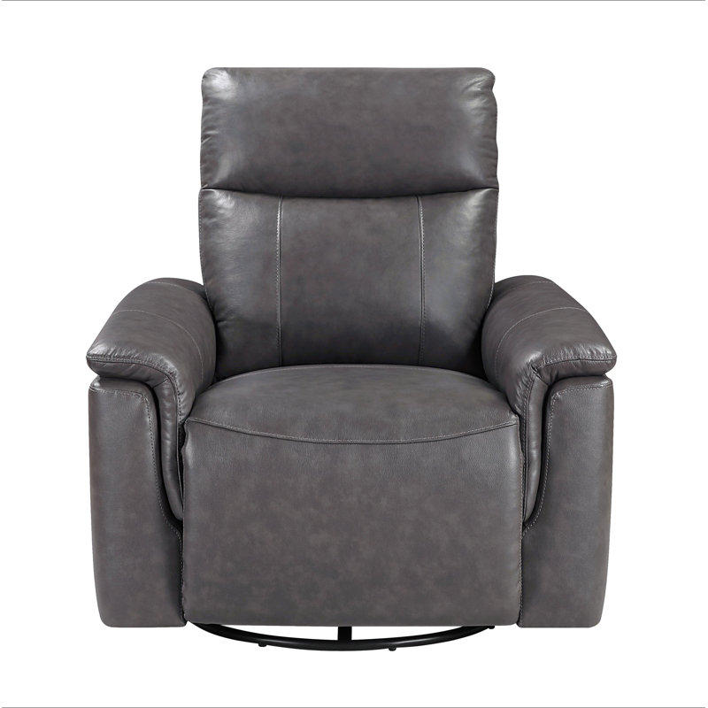 Luxury Comfort Premium Leather Recliner 1Pc Dark Brown Upholstery Gentle Gliding Swivel Motion Living Room Furniture