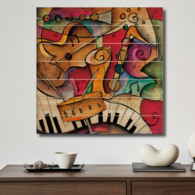 Reproduction d'art mural en bois - Jazz It Up II par Eric Waugh