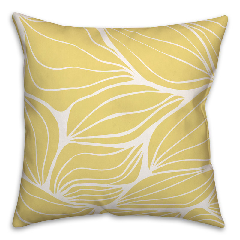 Coussin décoratif intérieur / extérieur à motif floral, Jaune