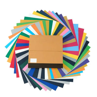 Heat Transfer Vinyl, 50 Pack, 12 x 12 in, Assorted Colors HTV Iron on Vinyl Bundle, Easy to Cut and Weed, with Accessories, Compatible with Cutting Machines, for Various Materials, T-shirts