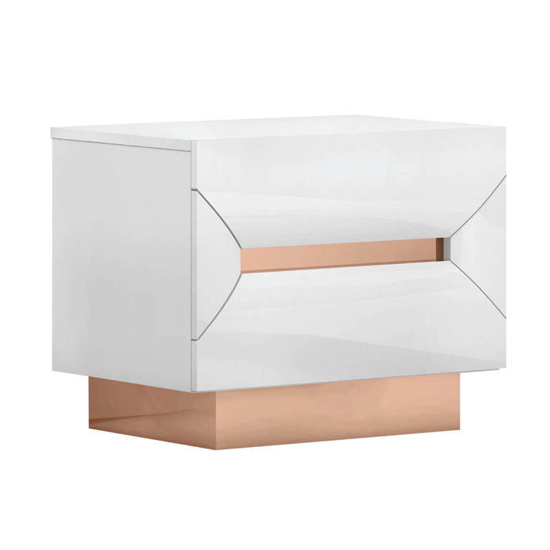 Table de chevet en bois manufacturé Farha, Blanc