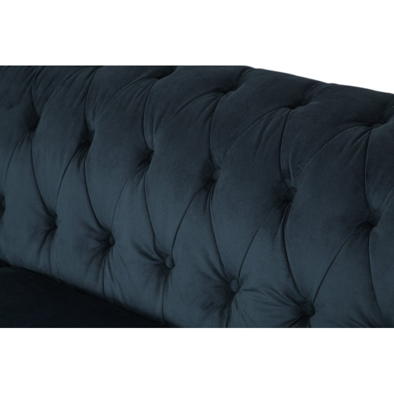 Causeuse Chesterfield Ophelie, Velours bleu marine