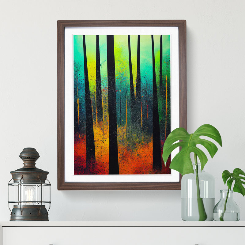 Forest In Colour No.5 Abstract - Single Picture Frame Painting, 46cm H x 34cm W x 2cm D, Walnut