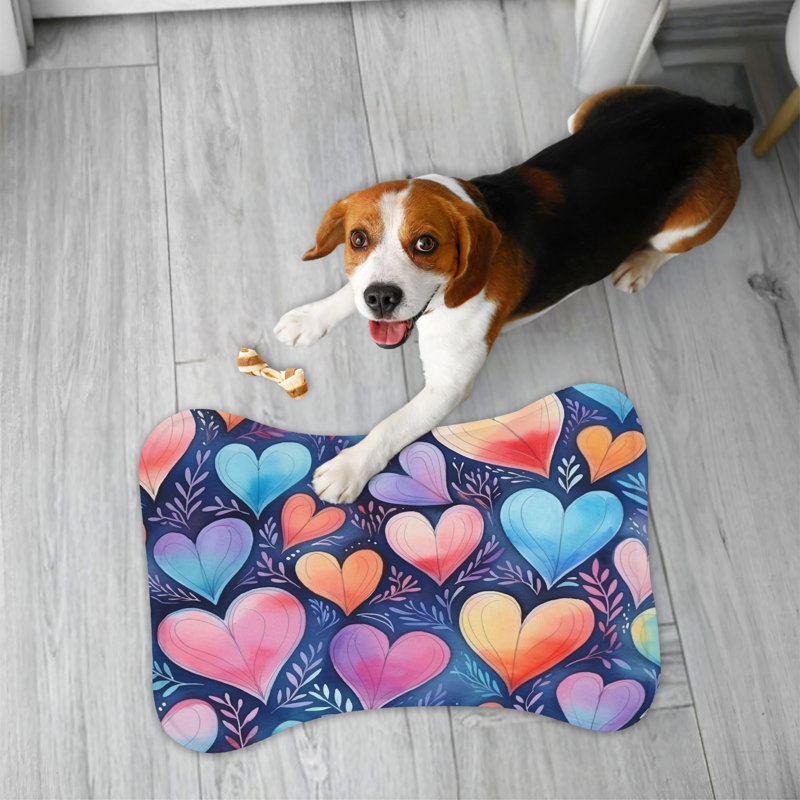 Heart Motifs - Bone Shape Feeding Mat