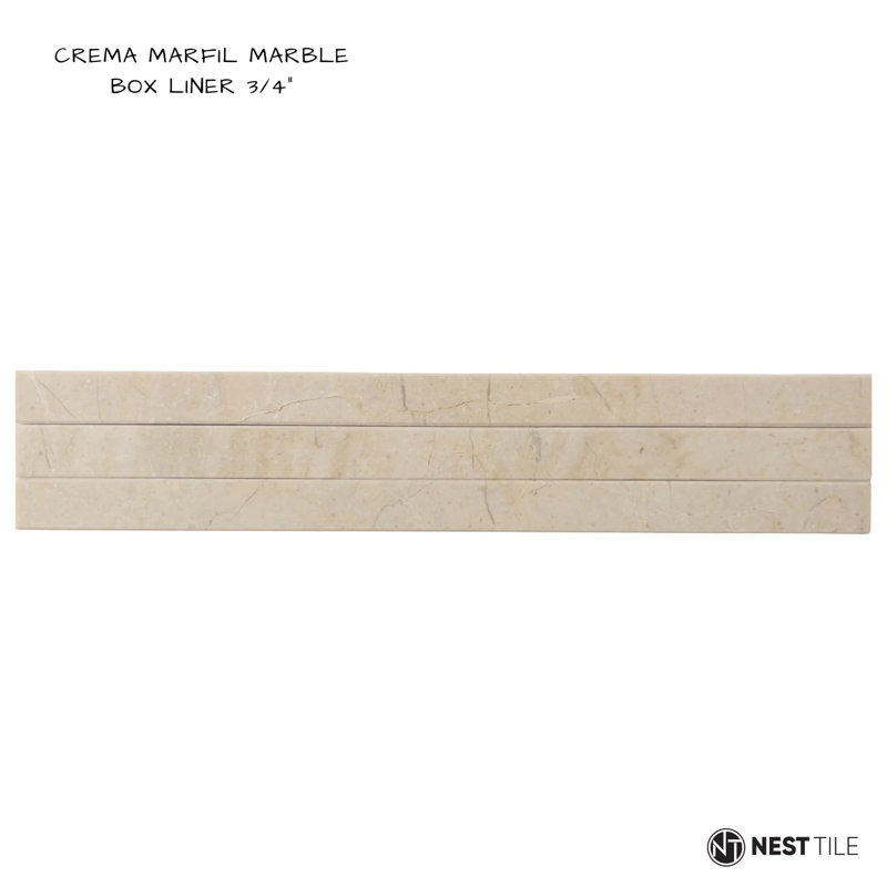 Carreau de doublure de boîte Crema Marfil 3/4 x 12 po - mat, Matte