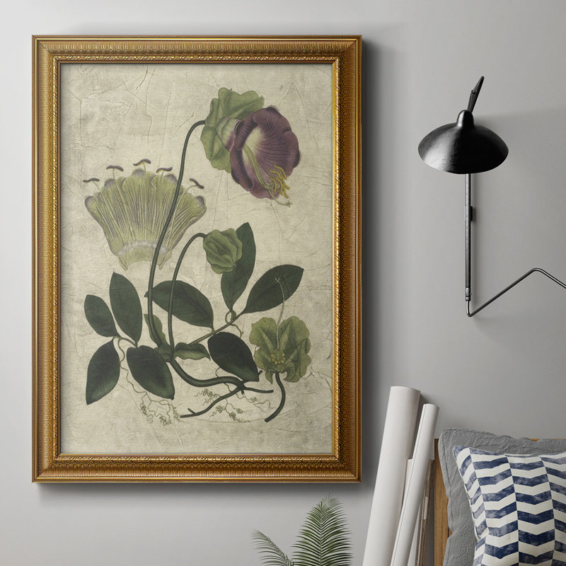 Aubergine Florals IV, toile encadrée de qualité supérieure - prête à être accrochée, H 20 po x l 16 po x P 2,5 po