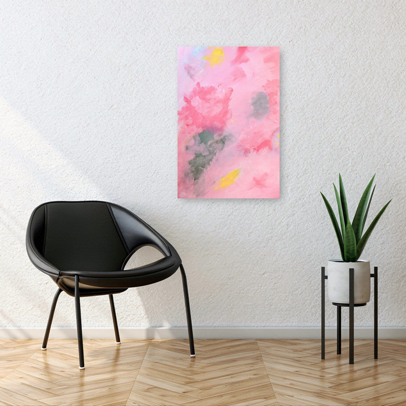 Soft Pink Blooms Abstract Colorful Delicate Spring Wall Art Print 1 Piece Wrapped Canvas Wall Art, 91.44cm H x 60.96cm W