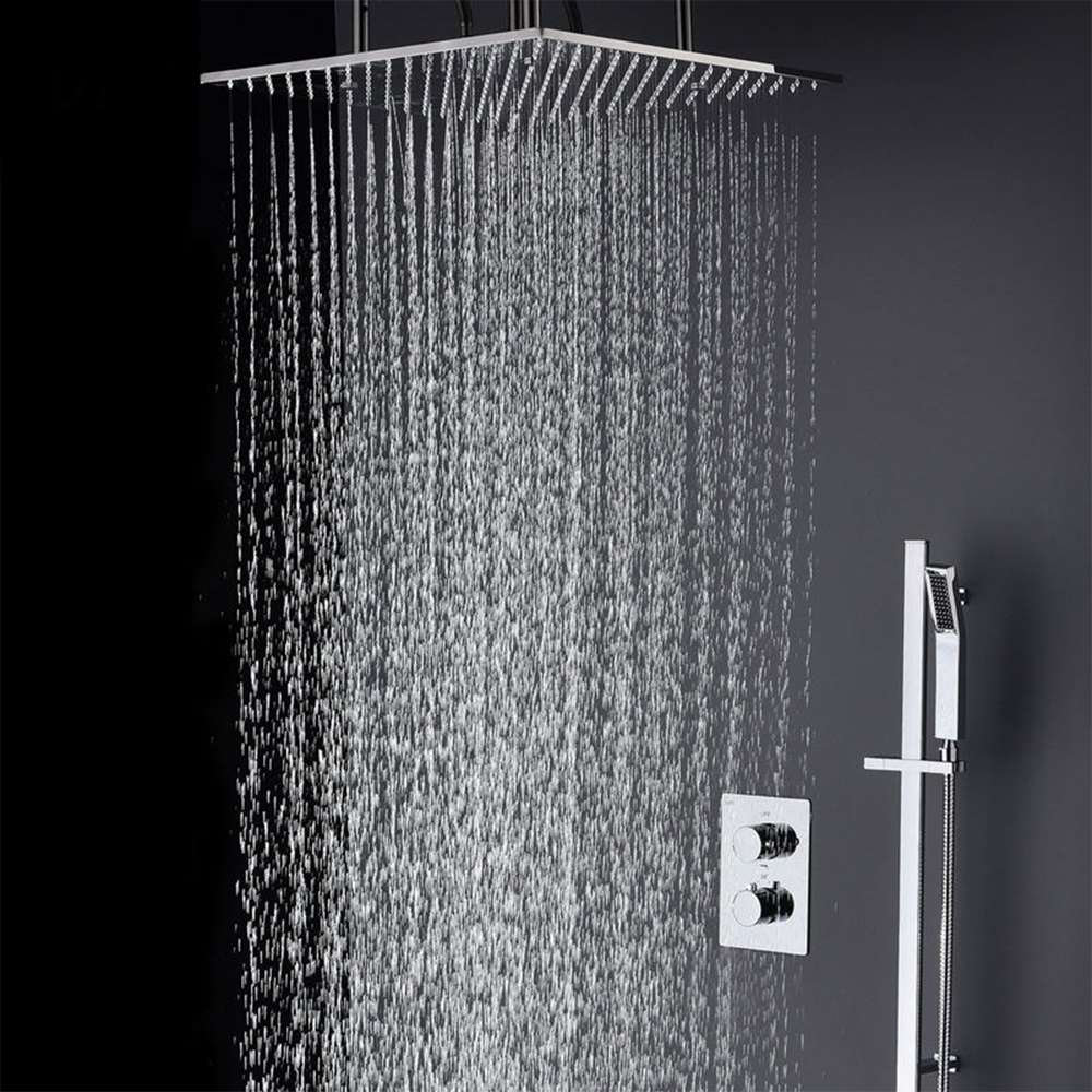 FontanaShowers Sierra Brushed Nickel 20 Inch Rainfall Shower Set | Wayfair