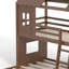 Lit superposé double en bois massif avec tablettes, garde-robe et glissade-355027556-364566859
