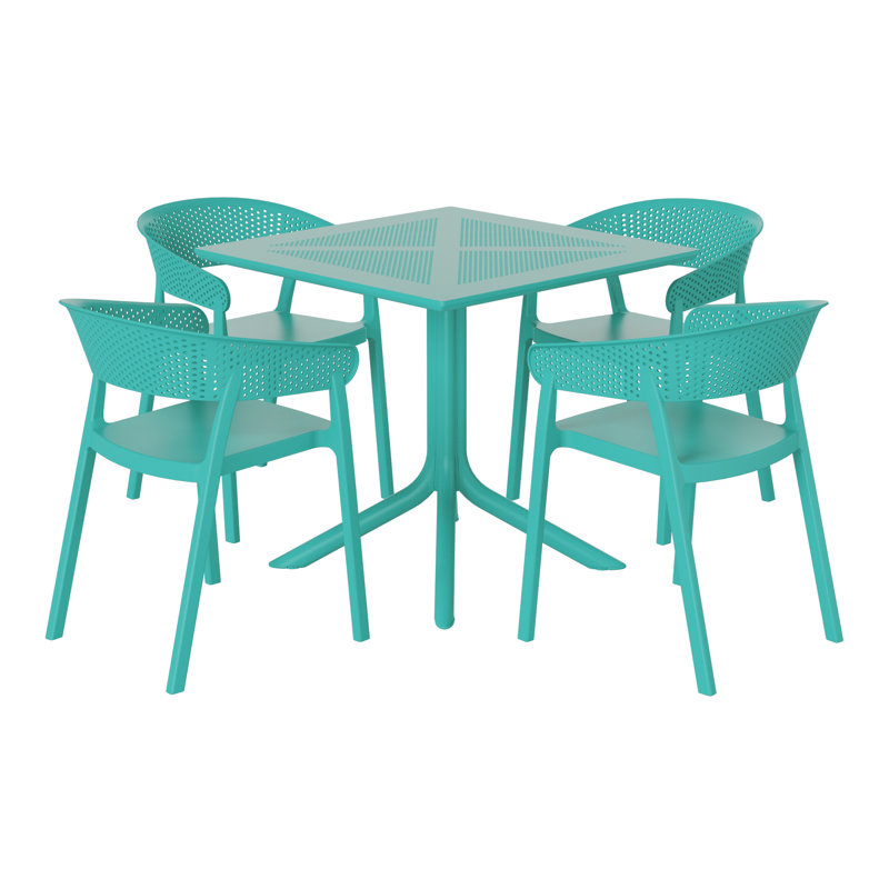 Ensemble repas carré pour 4 personnes, Bleu sarcelle
