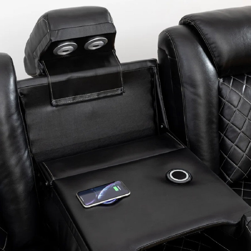 Ensemble de salon inclinable électrique en cuir 3 pièces Jaylianiz, Similicuir noir Jaylianiz