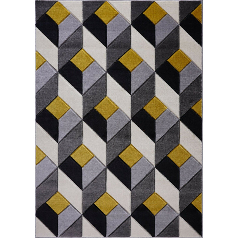 Glaspie Geometric Area Rug, Runner 60 x 220cm