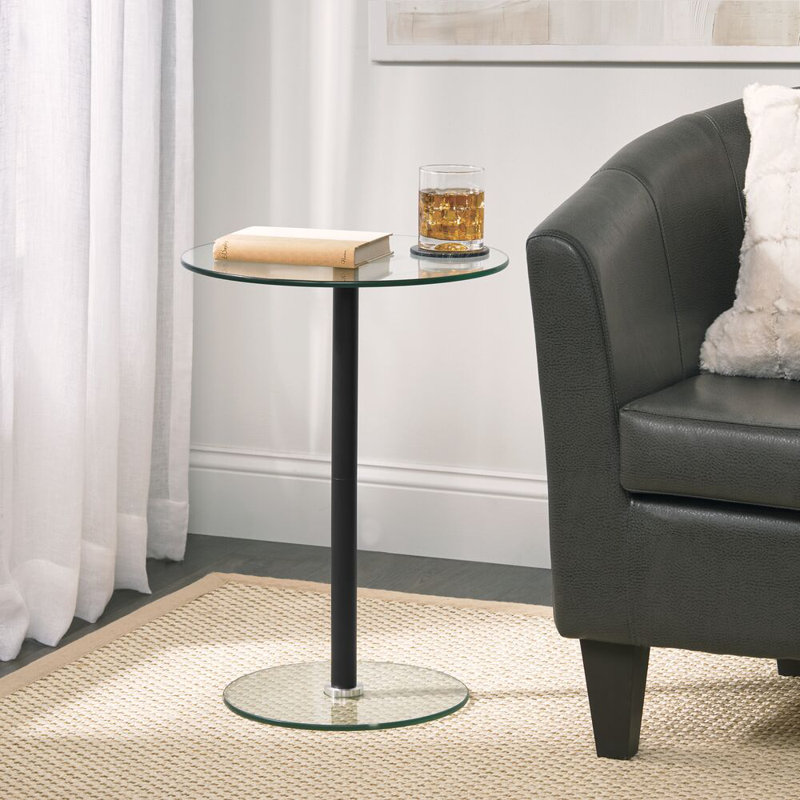 iDesign Round Pedestal Drink Table for Small Spaces, Black