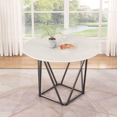 Jekhi Acacia Round Metal Base Dining Table