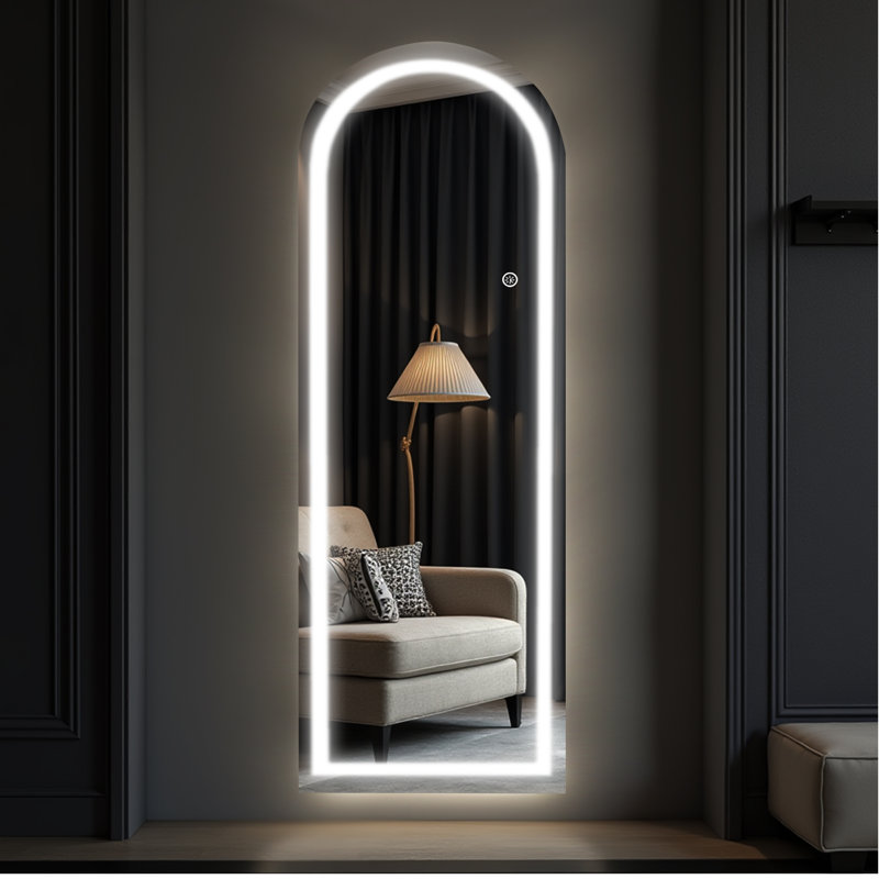 Miroir pleine longueur à DEL en aluminium sans cadre