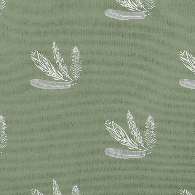 Coussin décoratif à motif de plumes, 18 po x 18 po, Vert pâle