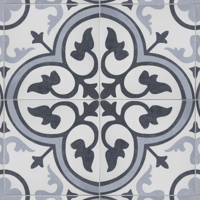 Amberes II 13" x 13" Ceramic Patterned Wall & Floor Tile, Blue