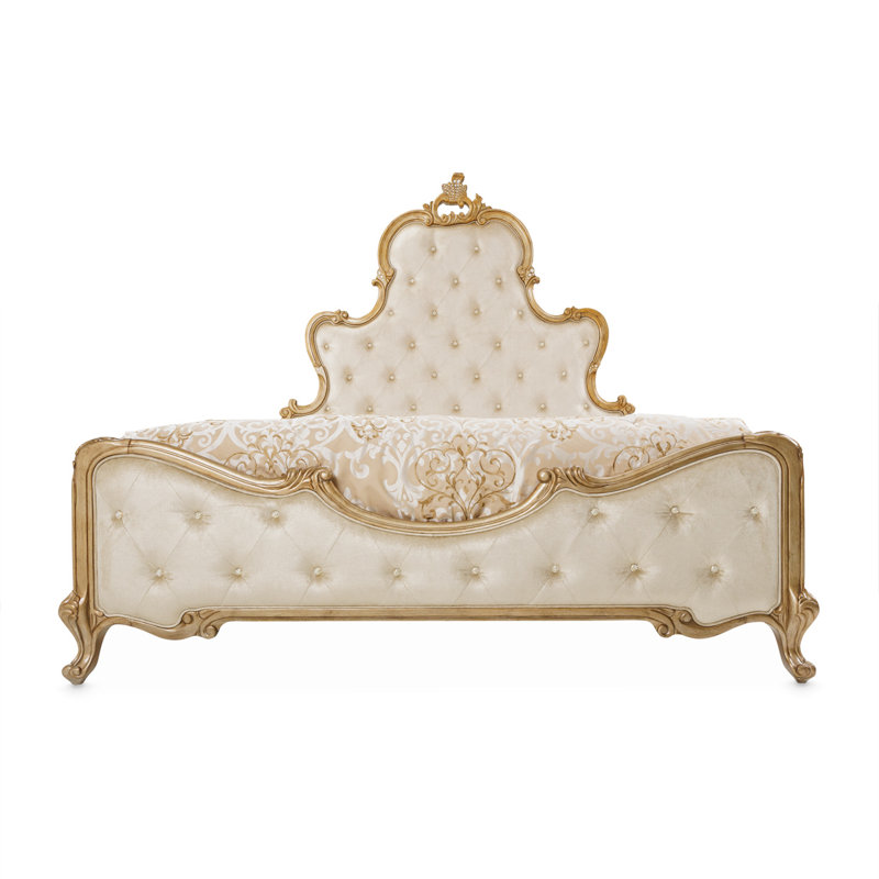 Velvet Scalloped Bed, King, Champagne
