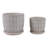 Stoneware And Ceramic Saucer Planters With Embossed Geometric Texture, Modern Decorative Design, Stylish Round Form, Versatile Display Accent, Set Of 2-1305415953