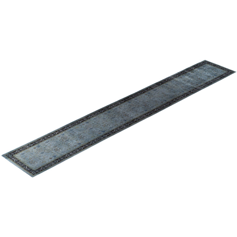 Tapis de couloir noir en laine 2 pi 6 po x 16 pi 4 po Huckstep
