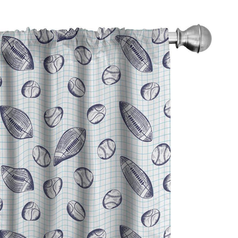 Baseball Semi-Sheer Rod Pocket Sliding Panel, 28" x 63"
