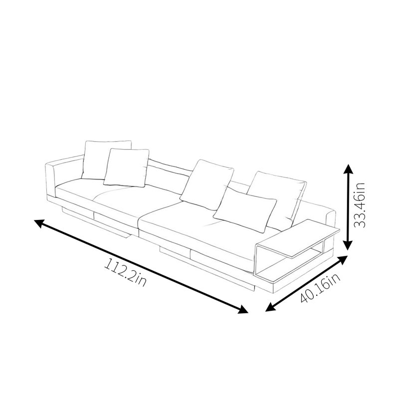 Canapé moderne simple, H 33,46 po x l 112,2 po x P 40,16 po