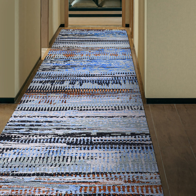Handmade Silk and Wool Abstract Area Rug